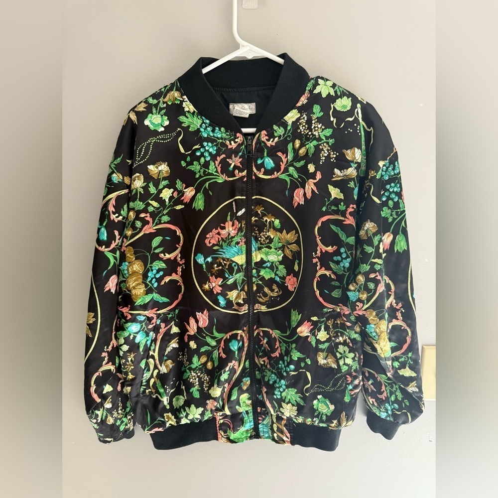 VTG Gloria Vanderbilt Activewear Jacket Women’s SZ S Full Zip Mock Neck Floral